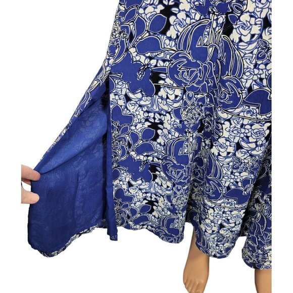 Lane Bryant Women's Floral Electric Blue Side Slit Maxi Skirt Size 14 - Picture 5 of 12